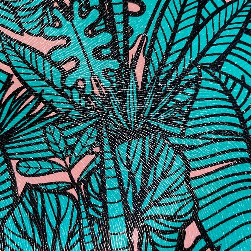 4/$10 Ipsy Glam Bag New Unused July 2019 TROPICAL Palm Teal Green Pink Zip Bag - Picture 5 of 6